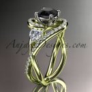 Unique 14kt yellow gold diamond engagement ring with a Black Diamond center stone ADLR320