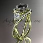 Unique 14kt yellow gold diamond engagement ring with a Black Diamond center stone ADLR320