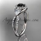 14kt white gold diamond engagement ring, wedding band with a Black Diamond center stone ADLR321