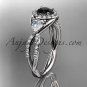 14kt white gold diamond engagement ring, wedding band with a Black Diamond center stone ADLR321
