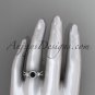 14kt white gold diamond engagement ring, wedding band with a Black Diamond center stone ADLR321