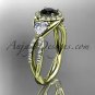 14kt yellow gold diamond engagement ring, wedding band with a Black Diamond center stone ADLR321