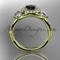 14kt yellow gold diamond engagement ring, wedding band with a Black Diamond center stone ADLR321
