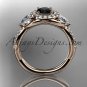 14kt rose gold diamond engagement ring, wedding band with a Black Diamond center stone ADLR321
