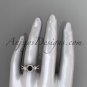 14kt rose gold diamond engagement ring, wedding band with a Black Diamond center stone ADLR321