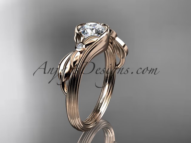 Unique 14kt rose gold diamond floral engagement ring ADLR324