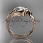 Unique 14kt rose gold diamond floral engagement ring with moissanite center stone ADLR324