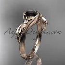 Unique 14kt rose gold diamond floral engagement ring with a Black Diamond center stone ADLR324
