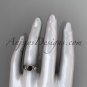 Unique 14kt rose gold diamond floral engagement ring with a Black Diamond center stone ADLR324