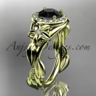 14kt yellow gold engagement ring, with black diamond center stone ADLR327
