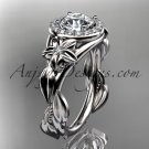Platinum diamond unique engagement ring with moissanite cente stone ADLR327