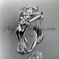 Platinum diamond unique engagement ring with moissanite cente stone ADLR327