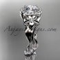 Platinum diamond unique engagement ring with moissanite cente stone ADLR327