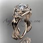 14kt pink gold unique engagement ring with moissanite center stone ADLR327