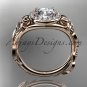 14kt pink gold unique engagement ring with moissanite center stone ADLR327
