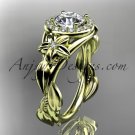 14kt yellow gold unique engagement ring with moissanite center sotne ADLR327