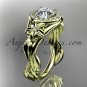 14kt yellow gold unique engagement ring with moissanite center sotne ADLR327