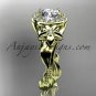 14kt yellow gold unique engagement ring with moissanite center sotne ADLR327