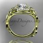 14kt yellow gold unique engagement ring with moissanite center sotne ADLR327