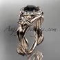 14kt pink gold unique engagement ring,with black diamond center stone ADLR327