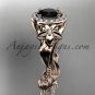 14kt pink gold unique engagement ring,with black diamond center stone ADLR327