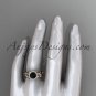 14kt pink gold unique engagement ring,with black diamond center stone ADLR327