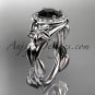 Platinum diamond unique engagement ring, wedding ring with black diamond ADLR327
