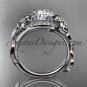 Platinum diamond unique engagement ring with moissante center stone ADLR326
