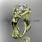 14kt yellow gold diamond unique engagement ring,with moissanite center stone ADLR326