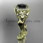 14kt yellow gold diamond unique engagement ring,wedding ring with black diamond center stone ADLR326