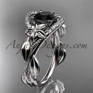 4kt white gold diamond unique engagement ring,wedding ring with black diamond center stone ADLR326
