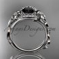 4kt white gold diamond unique engagement ring,wedding ring with black diamond center stone ADLR326