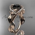 14kt rose gold diamond unique engagement ring,wedding ring with black diamond center stone ADLR326