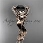 14kt rose gold diamond unique engagement ring,wedding ring with black diamond center stone ADLR326