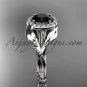 Platinum leaf and vine, engagement ring with black diamond center stone ADLR328