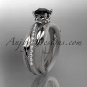14kt white gold engagement ring with black diamond center stone ADLR329