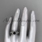 14kt white gold engagement ring with black diamond center stone ADLR329