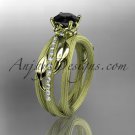 14kt yellow gold engagement ring with black diamond center stone, ADLR329