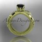 14kt yellow gold engagement ring with black diamond center stone, ADLR329
