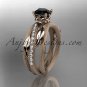 14kt rose gold engagement ring with black diamond center stone, ADLR329