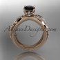 14kt rose gold engagement ring with black diamond center stone, ADLR329