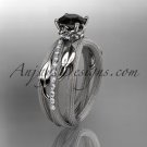 Platinum wedding ring, engagement ring, black diamond center stone ADLR329