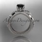 Platinum wedding ring, engagement ring, black diamond center stone ADLR329