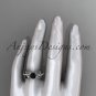 Platinum wedding ring, engagement ring, black diamond center stone ADLR329