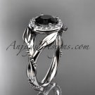 14kt white gold engagement ring with black diamond center stone ADLR328