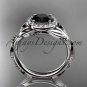 14kt white gold engagement ring with black diamond center stone ADLR328