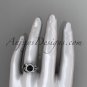 14kt white gold engagement ring with black diamond center stone ADLR328