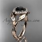 14kt rose gold engagement ring, with black diamond center sotne ADLR328