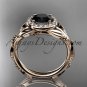 14kt rose gold engagement ring, with black diamond center sotne ADLR328