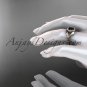 14kt rose gold engagement ring, with black diamond center sotne ADLR328